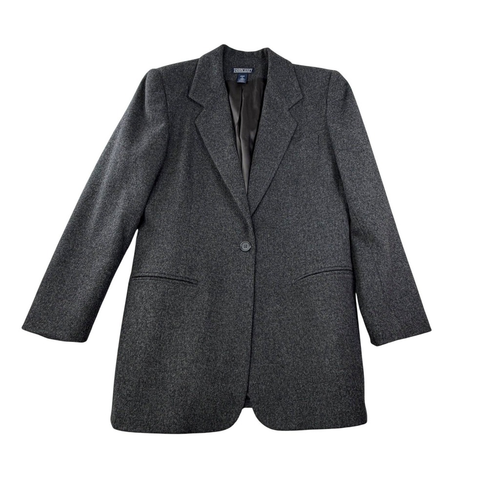 Lands' End Wool Cashmere Blazer Gray USA‎ Made Tailored Classic Womens 10
